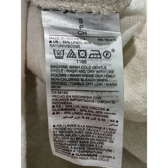 Old Navy Womens Button-Up Linen Blend Shirt Dress S Short Sleeve Off-White - Picture 5 of 10